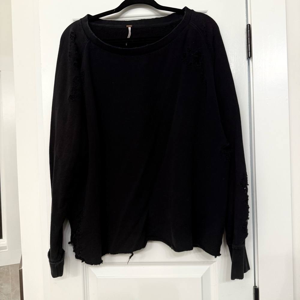 Free People | Grunge Fairy Shredded Deconstructed Sweatshirt - Picture 3 of 15